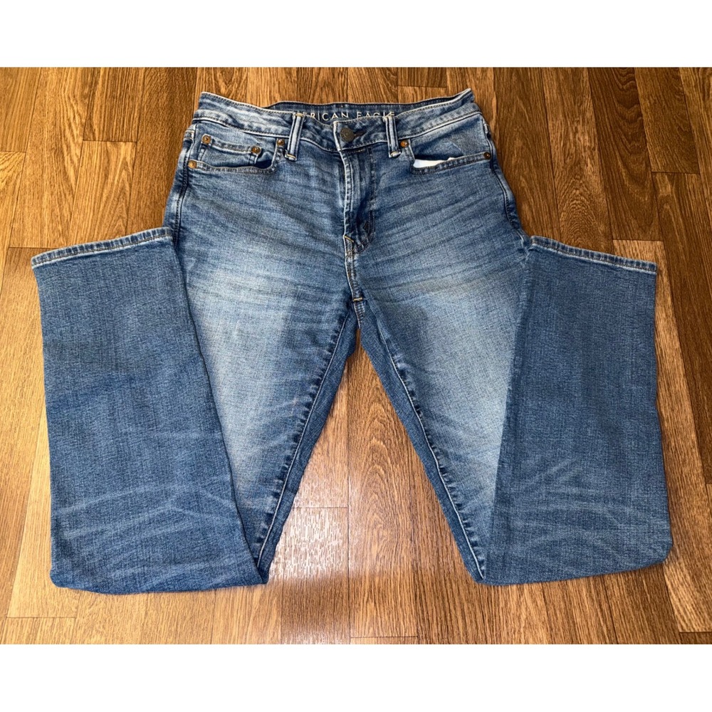 American Eagle Airflex+ Slim Straight Jeans Mens 30x32 Medium Wash Blue Denim